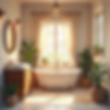 Cozy bathroom atmosphere with warm lighting and soft textures