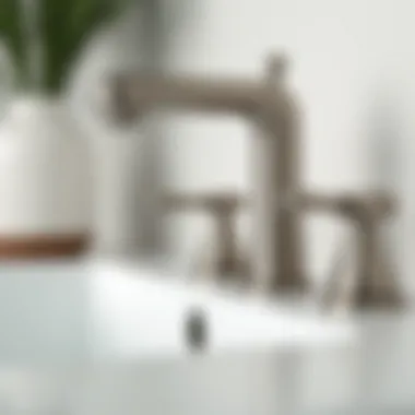 Detailed view of the durable material of a brushed nickel faucet