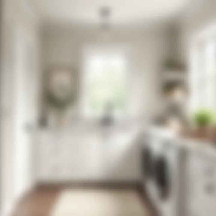 Elegant laundry room featuring a neutral palette