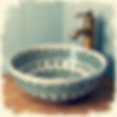 Vintage ceramic sink with intricate patterns