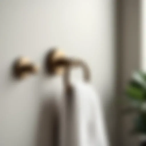 Elegant bronze towel hook mounted on a stylish bathroom wall