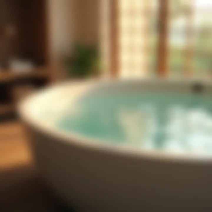 Close-up of a small Japanese bathtub with soothing ambiance