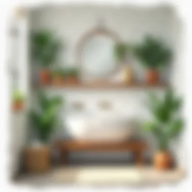 Nature-Inspired Bathroom Shelving Bathroom showcasing a rustic shelf filled with plants