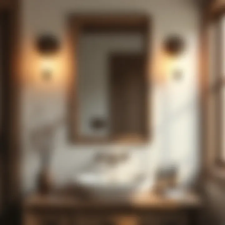 Elegant vintage-style wall-mounted lighting in a rustic bathroom