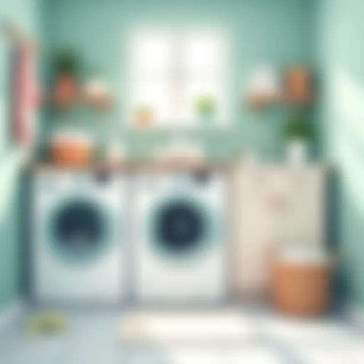 A serene laundry room setup emphasizing cleanliness and safety