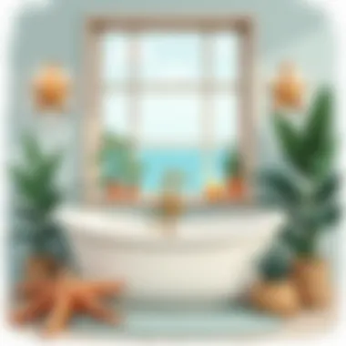 Cozy bathroom with a starfish-inspired color palette