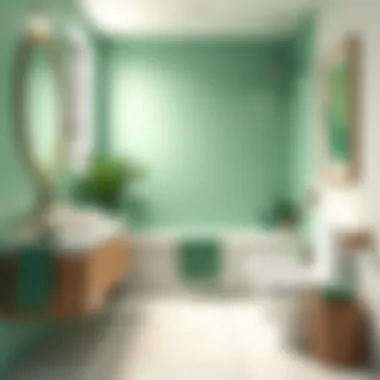 Stylish bathroom featuring sustainable luxury green bath towels