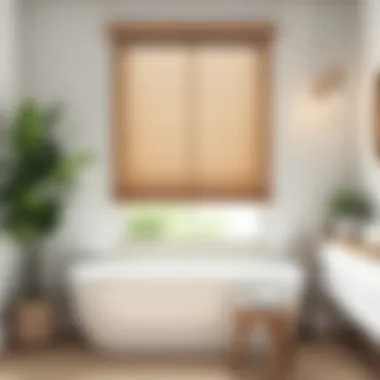 Wooden Blinds in a Modern Bathroom Stylish wooden blinds offering privacy and moisture resistance